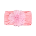 Rosa Baby-Haarband aus elastischem Nylon mit großer Netzblume und lila Sternpailletten - Rosa