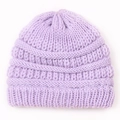 Soft light purple knitted beanie for infants and toddlers with warm ribbed texture - Purple