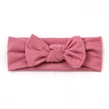 Elastic baby headband with oversized bow in dusty rose soft ribbed fabric - Dark Mauve