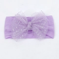Soft lilac nylon baby headband with a glittery double-layer mesh bow for toddlers - Purple
