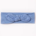 Bandeau tricoté bleu clair pour bébé avec un élégant nœud en forme d'oreilles de lapin - Bleu foncé
