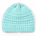 Soft knit beanie for babies and kids in light mint blue with ribbed edge details - Mint Green