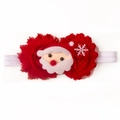 Bandeau de Noël pour bébé avec fleur en résille rouge, Père Noël en peluche et flocon - Rouge