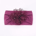 Dunkelviolettes Baby-Nylon-Stirnband mit großer 3D-Netzblume und goldenen Sternen - Dunkellila