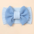 Weiches babyblaues Nylon-Stirnband mit strukturierter Waffel-Schleife für Babys - Blau