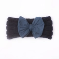 Winterliches Baby-Stirnband in Dunkelblau mit großer Schleife aus weichem Strickgewebe - Marineblau