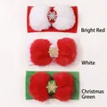 Three Christmas baby headbands with snowflake velvet bows in red, green and white colors - 3-Color Choice