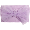 Detail des weichen lila Nylon-Stirnbands mit großer Netzschleife für Baby Mädchen - Lila