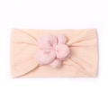 Rosa-oranges Baby-Stirnband aus Nylon mit weichem Rippstrick und handgemachter 3D-Blumen-Deko - Nute Rosa