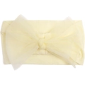 Detailansicht des weichen hellgelben Nylon-Netzschleifen-Stirnbands für Babys und Mädchen - Beige