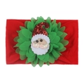 Fascia natalizia rossa per neonati con fiore in rete verde e dettaglio Babbo Natale - Fascia Rossa Fiore Verde Stile Babbo Natale