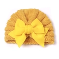 Morbido cappello a maglia giallo zenzero per neonati con un grande fiocco decorativo - Giallo
