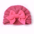 Morbido cappello in maglia per neonati in rosa intenso con un grande fiocco decorativo - Rosa Rossa