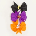 Halloween baby hair clip set with pumpkin, ghost and bat bow hair accessories - Purple Orange And Black Clips Combo / Mixed 3 Colors