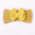 Winter baby nylon headband with bright yellow chunky knit bow for infants - Yellow