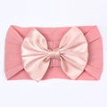 Fascia elastica rosa per neonati in nylon con fiocco di raso lucido per bambine - Malva Scuro