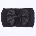 Fascia elastica per neonati in nylon con grande fiocco di raso nero e morbido tessuto - Nero