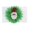 Fascia natalizia per neonati con fiore in chiffon verde e motivo Babbo Natale - Fascia Bianca Fiore Verde Stile Babbo Natale