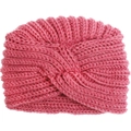 Cappello a turbante in maglia rosa per neonata con elegante design a nodo per l'autunno-inverno - Stile Maglia Intrecciata / Rosa pelle