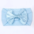 Bandeau élastique bleu clair pour bébé avec grand nœud en satin pour petite fille - Bleu