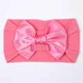 Bandeau bébé en nylon rose avec un grand nœud en satin pour filles accessoire extensible - Rose rouge
