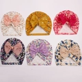 Lot de bonnets bébé côtelés avec nœuds en tulle pailleté doré et motifs floraux variés - Mixte 6 Couleurs