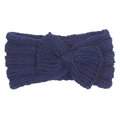 Dettaglio della trama della fascia lavorata a maglia blu navy con fiocco decorativo - Blu Notte