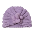 Hellviolette Baby-Strickmütze mit niedlicher 3D-Blume und strukturierter Webart - Lila