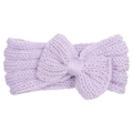 Detailed knit texture of lavender baby headband with a large decorative bow - Purple