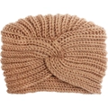 Cappello a turbante in maglia marrone per neonati con nodo a croce per autunno e inverno - Stile Maglia Intrecciata / Caffè