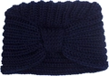 Detailed texture of navy blue ribbed knit headband with a stylish twist knot detail - Navy Blue