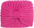 Detail of rose red cable knit baby turban hat with creative knot design and soft texture - Rose Red