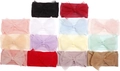 Flat lay of 14 colorful nylon headbands with double-layer mesh bows for babies - Multicolor Mixed