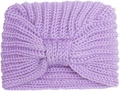 Detailed close-up of lavender purple knitted baby headband featuring a soft knotted design - Purple