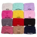 Set of 12 colorful ribbed knit baby bow headbands in soft assorted candy colors - 12 Colors Mixed