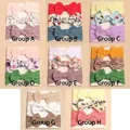 Detailed grid view of assorted 3-pack baby bow headbands in floral and solid patterns - Custom Choice (Please Note)