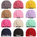 Baby donut turban knit hats set in twelve various colors for infant autumn winter warmth - 12 Colors Mixed