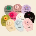 Floral baby turban hats in multiple colors featuring hollow-out patterns and 3D flowers - 10 Colors Mixed