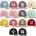 Bonnets turbans tricotés pour bébé avec fleurs en 14 coloris assortis pour nourrisson - 14 Couleurs Mixtes
