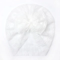 Turbante per neonati in pizzo bianco con grande fiocco e motivi floreali traforati - Bianco