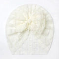 Turbante in pizzo bianco per neonata con grande fiocco per foto eleganti e dolci - Beige