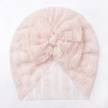 Turbante neonata in pizzo rosa chiaro con rete traspirante e grande fiocco decorativo - Rosa Chiaro