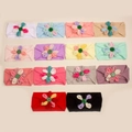 Set fasce elastiche per neonati in nylon con fiori di stoffa e bottoni colorati - Colori Misti