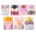 Affichage matriciel de bandeaux bébé avec fleurs en tissu et nœuds de plusieurs couleurs - Couleurs Mixtes