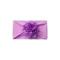 Soft purple elastic baby headband featuring a multi-layered fabric flower decoration - Purple