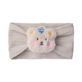 Dettaglio fascia per neonati in maglia a coste con orsetto di peluche ricamato - Grigio