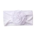 Close-up of soft purple chiffon flower detail on high-elasticity baby headband fabric - White