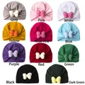 Set of baby turban hats with cute bows in 11 colors made of soft stretchy cotton - Mixed 11 Colors