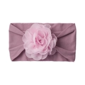 Soft elastic baby headband with large handmade chiffon flower in dusty rose color - Taro Purple