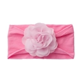 Soft elastic pink baby headband with large layered 3D chiffon flower decoration - Medium Pink